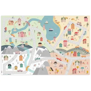 MuchoWow Kinderteppich Jahreszeiten - Stadt - Häuser - Straße - Kinder - Auto 180x120 cm , Multicolor , Kunststoff , Rechteckig , 180x120 cm , Ce , rutschfest , Teppiche und Böden, Teppiche, Kinderteppiche