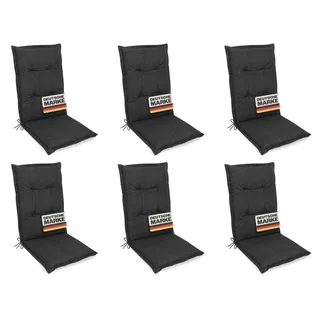 Gardissimo 6x PREMIUM Hochlehner Gartenstuhl Auflagen 8cm anthrazit