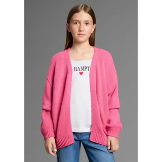 Strickjacke BRUNO BANANI "Cardigan, Strickjacke in offener weiter Form", Mädchen, Gr. 128/134, pink meliert, Grobstrick, Obermaterial: 100% Polyacryl, unifarben, Basic hüftbedeckend, V-Ausschnitt, weit Rippbündchen, Strickjacken Strickjacke, Für TEENS. Lockerer, weicher Strick