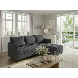 dorel home "LINDHUS, L-Form, Breite 194cm, verschiedene Stellvarianten, Modulsofa", Recamiere, Stauraum, Cord und Chenille-Bezug,