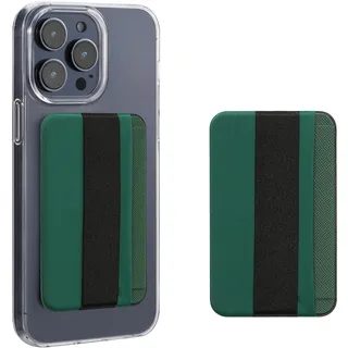 kwmobile 2X Stick-on Kartenhalter für Smartphones - Kunststoff Halter mit Halteband - 57 x 90 mm - Platz für bis zu 4 Karten - Dunkelgrün