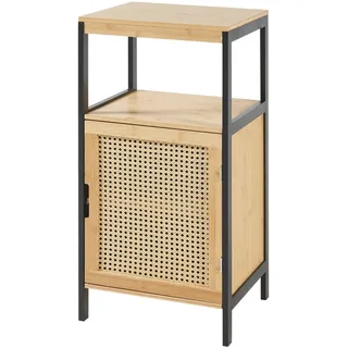 [en.casa] Tervola Badezimmerschrank 40 x 80 x 35 cm Schwarz/Bambus