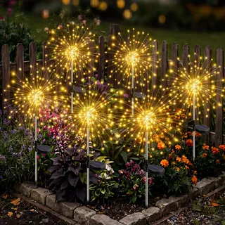btfarm Solarlampen für außen, 6 Stück 120 LED Solarstecker Garten 8 Modi | Wetterfest Gartendeko Pusteblume Solarleuchten für Außen Garten Balkon Terrasse Blumenkästen Hof Deko(Warmweiß)
