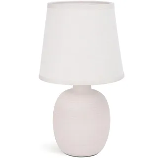 Aigostar Keramik-Tischlampe mit Elegantem Design, Nachttischlampe mit Stoffschirm, E14 Fassung, Kabelschalter, für Schlafzimmer, Wohnzimmer, Geschenk - H31cm (Aprikosenfarbe)