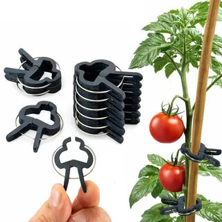 ECENCE 60x Pflanzenclips Pflanzenklammern für Tomaten, Größe M für Reben, Rosen, Rankhilfe für Kletterpflanzen, Pflanzenhalter, Leichte Fixierung, Wiederverwendbar