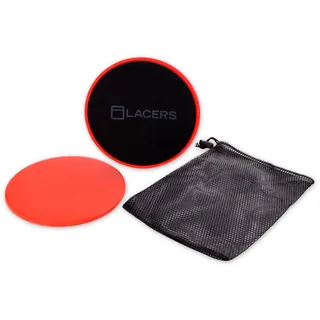 Core Sliders Doppelseitig für Ganzkörpertraining, Fitness Gleitscheiben 2er Set, für Teppich & Hartböden, Schwarz (Schwarz/Rot)