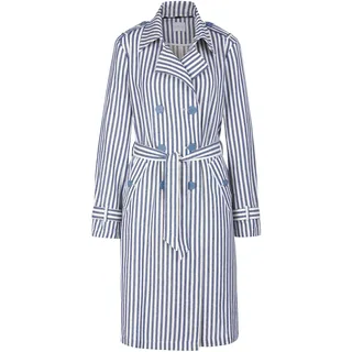 Langmantel MADELEINE "Trenchcoat Trenchcoat mit Streifen", Damen, Gr. 34, weiß (wollweiß, rauchblau), Obermaterial: 100% Baumwolle CO., Modern, Mäntel Langmantel