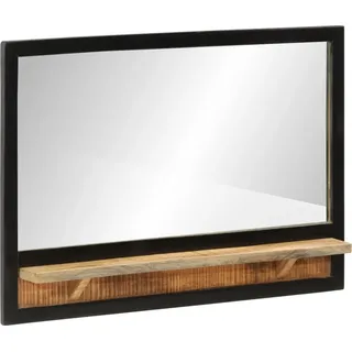 Spiegel mit Ablage 80x8x55 cm Glas und Massivholz Mango - Braun, Bunt