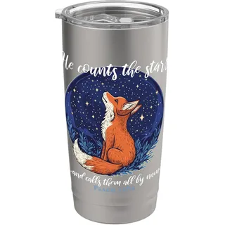 He Counts The Stars Bibelvers Psalm 147:4 Christlich Fuchs Doppelwandiger Edelstahl-Thermobecher
