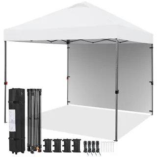 Yaheetech Faltpavillon 3 x 3 m inkl. 1 Seitenteile Weiß