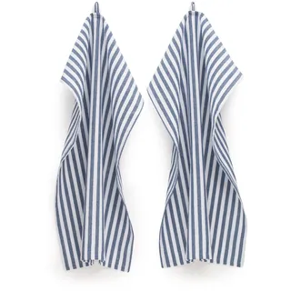 FILU Geschirrhandtücher 4er Pack Dunkelblau/Weiß gestreift (Farbe und Design wählbar) 45 x 70 cm - hochwertige Küchenhandtücher/Geschirrtücher aus 100% Baumwolle