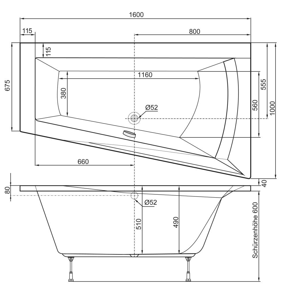 Bild von Galia I Modell A Whirlpoolbadewanne 100 x 160 cm