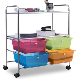 COSTWAY Rollcontainer Badrollwagen Schubladen Küchenwagen Rollwagen Haushaltswagen Mobiler Aufbewahrungswagen Frisierwagen Beistellwagen mit Rollen Badtrolley 62 x 37 x74cm