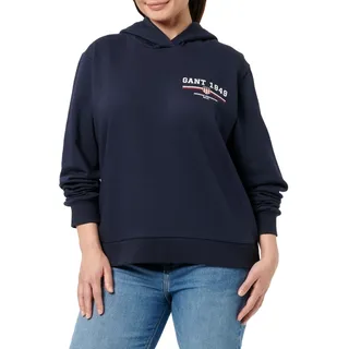 Gant Damen Reg Graphic Hoodie Kapuzenpullover, Evening Blue, L EU