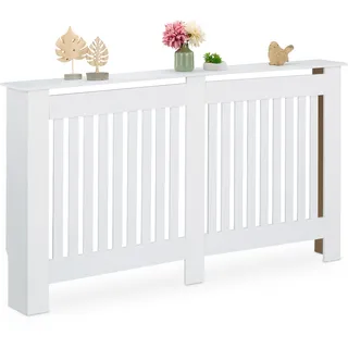 Relaxdays Heizkörperverkleidung Landhausstil HBT 83x152x19 cm MDF weiß