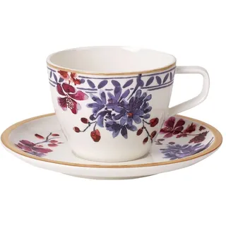 Tasse VILLEROY & BOCH "Kaffeetasse mit Untertasse Artesano Provençal Lavendel 170 ml bunt", bunt, 1 tlg., Porzellan, Trinkgefäße, Tasse