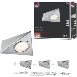 Paulmann 93572 LED Unterschrankleuchte Dreieck mit Näherungssensor eckig incl. 3x2,8 Watt Schrankleuchte Eisen gebürstet Schranklicht Metall, Glas