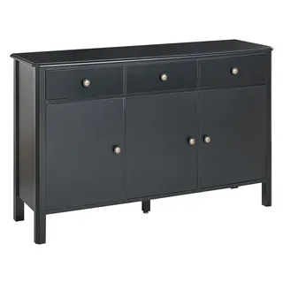 BELIANI Sideboard Schwarz MDF-Platte 120 x 39 x 75 cm mit 3 Türen 3 Schubladen Goldenen Griffen Metallgestell Modern Wohnzimmer Büro Schlafzimmer Flur - Schwarz, Gold