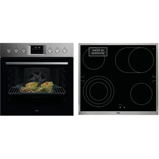 AEG Elektro-Herd-Set Serie 5000 »HH24HSPM«, Pyrolyse-Selbstreinigung, Edelstahl Design, silberfarben