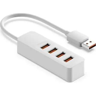 YHEMI USB-Adapter, USB HUB 4x USB 3.0 Ports Type A Gigabit LAN Adapter Erweiterung Hot Plug Aluminium Gehäuse Windows grau - Weiß