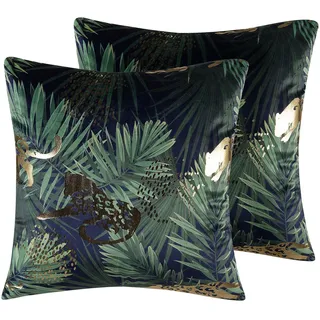Beliani Bellerose Dekokissen 45 x 45 cm Dunkelgrün