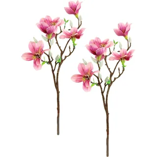 Künstlicher Magnolienzweig Kunstblume Magnolie Bündel Kunstpflanze Zweig Raumdeko Zarte Frühlingsdeko Dekozweig Ast Einzelblume Knospen Blüten Hochzeit Bouquet Decor Seidenblumen Kunstblume Kunstzweig