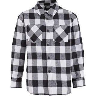 URBAN CLASSICS Checked Flanell Langarmhemd Black / White 146-152 cm