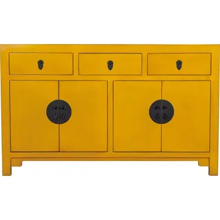 Fine Asianliving Chinesische Kommode chinesisches Sideboard chinesischer Schränke China Möbel Schrank Orientalischer Asiatischer 140x85x35 - Gelb