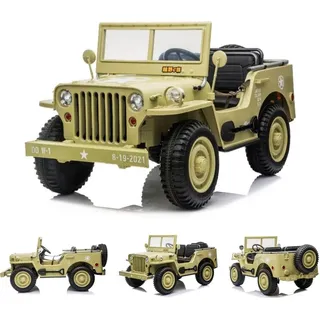 ES-Toys Kinder Elektroauto Offroad Servo Lenkung, EVA-Reifen, 3-Sitzer, MP3, USB - Grün