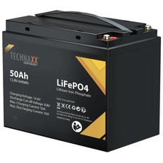 Bild TX-234 Solar-Batterie 50Ah 12.8V, LIFEPO4 schwarz 5051 Solarakku 12V LiFePO 4 (B x H x T) 223 x 178 x 135mm M6-Schraubanschluss