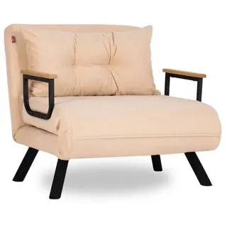 Calicosy Sessel mit Stoffbezug und Metallfüßen, umwandelbar 67/50/41 cm , Beige , 50x41x67 cm , Wohnzimmer, Sofas & Couches, Schlafsofas, Schlafsessel