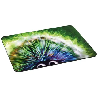 PEDEA Gaming und Office Mauspad - 350 x 280 mm - mit vernähten Rändern und rutschfester Unterseite, Green Hedgehog