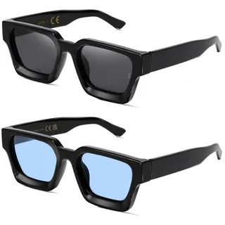 SHEEN KELLY Polarisierte Retro Rechteckige Dicke Sonnenbrille Herren Damen