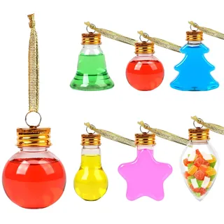 Dengthrive Weihnachtskugeln zum Befüllen: 18 Stück 50ml Personalisierte Weihnachtskugeln Bruchsicher Plastik Christbaumschmuck Weihnachtdeko Anhänger zum Abfüllen von Wein-Getränke-Ornamenten