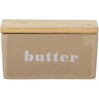 Bloomingville Hanyu Butterdose aus Steingut in der Farbe Braun, 12,5x7x9 cm, 300ml, 82060403