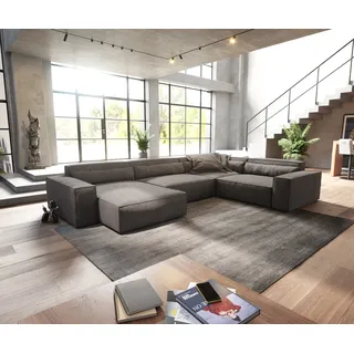 Wohnlandschaft Sirpio XL 360x260 cm Mikrofaser Khakibraun Recamiere variabel