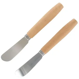 Fackelmann couteaux à Beurre 40908 2er Set, Buttermesser, 2 Messer, Aufstrichmesser, Holz, Edelstahl, 17,3 x 2,1 x 1,3 cm, Rostfreier