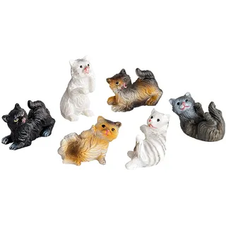 MaMeMi Krippentiere Katzenset mit 6 Katzen/Kätzchen [Grösse ca 3 cm] Krippenzubehör, Krippenbedarf/Zubehör für Weihnachtskrippen