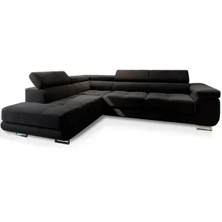masseno Ecksofa Selva Velours 5-Sitzer Schwarz
