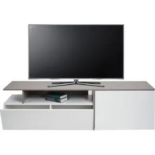 TV-Rack HWC-L34, Lowboard Fernsehtisch Sideboard TV-Schrank Kommode, Holz 45x161x40cm Staufach, Beton-Optik weiß - Bunt