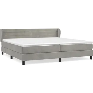 vidaXL Boxspringbett mit Matratze Hellgrau 200x200 cm Samt - Grau
