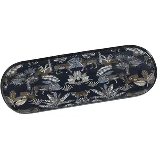 Set mit 2 Tabletts aus Metall, Bedruckt mit Leoparden, Mehrfarbig, 11 x 31 x 1 cm