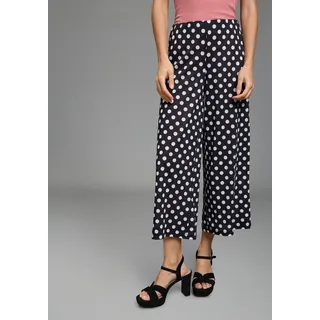 Jerseyhose LAURA SCOTT "CULOTTE", Damen, Gr. 42, N-Gr, schwarz-weiß (schwarz), Jersey, Obermaterial: 95% Polyester, 5% Elasthan, gepunktet, 7/8-Länge, Hosen Jerseyhose, aus Polyester, mit gepunkteter Optik