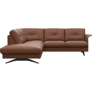 FLEXLUX Ecksofa »Glow, super bequem durch hochwertigem Sitzaufbau mit Federkern, L-Form« Modernes skandinavisches Design, braun