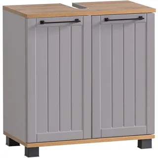 Schildmeyer Waschbeckenunterschrank Jelda 59,8 x 62,4 x 32,6 cm Platingrau/Eiche