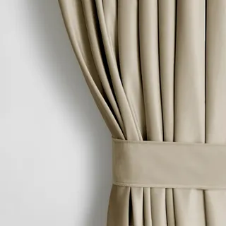 AmeliaHome Restilo Set Vorhang H 245 x B 140 cm mit Raffhalter 54 x 10 cm Velvet Optik Beige 1 St. Kräuselband Wellenband Samt Halbverdunkelungsvorhang Fensterdekoration Dekoschal Dekorvorhang