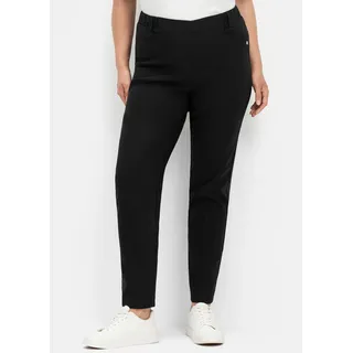 Stretch-Hose SHEEGO, Damen, Gr. 24, Kurzgrößen, schwarz, 70% Viskose, 25% Polyester, 5% Elasthan, unifarben, Hosen Stretch-Hose
