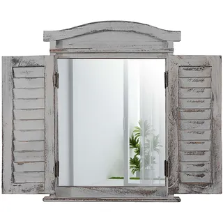 MCW Wandspiegel mit Fensterläden Hellgrau