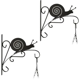 Relaxdays Blumenampel Halterung 2er Set Schneckenmotiv 30 x 30,5 x 2 cm schwarz