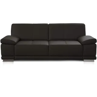 CAVADORE 3-Sitzer Sofa Corianne / Echtledercouch im modernen Design / Mit Armteilverstellung / 217 x 80 x 99 / Echtleder dunkelbraun